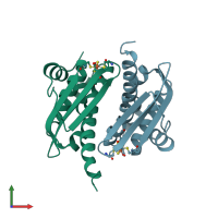 PDB entry 7c8m coloured by chain, front view.