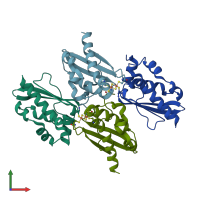 PDB entry 7c8o coloured by chain, front view.