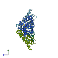 PDB entry 7c8o coloured by chain, side view.