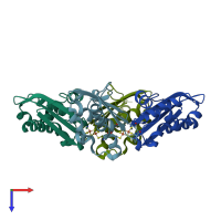 PDB entry 7c8o coloured by chain, top view.