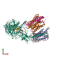 PDB entry 7c9i coloured by chain, front view.