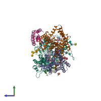 PDB entry 7c9i coloured by chain, side view.