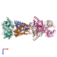 PDB entry 7cag coloured by chain, top view.