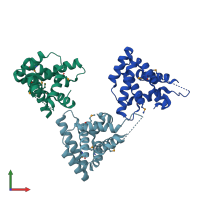 PDB entry 7ccm coloured by chain, front view.