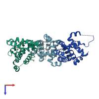 PDB entry 7ccm coloured by chain, top view.