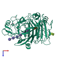 PDB entry 7cel coloured by chain, top view.