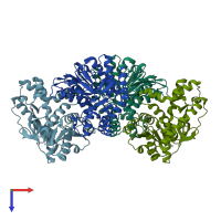 PDB entry 7cgc coloured by chain, top view.