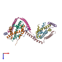 PDB entry 7cj0 coloured by chain, top view.