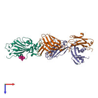 PDB entry 7cm4 coloured by chain, top view.