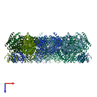 PDB entry 7cm5 coloured by chain, top view.