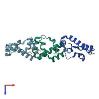 PDB entry 7cn6 coloured by chain, top view.