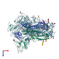 PDB entry 7cn9 coloured by chain, top view.