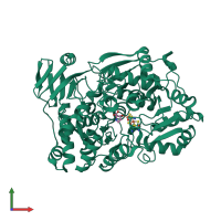 Monomeric assembly 1 of PDB entry 7cnq coloured by chemically distinct molecules, front view.