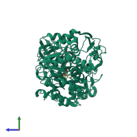 Monomeric assembly 1 of PDB entry 7cnq coloured by chemically distinct molecules, side view.
