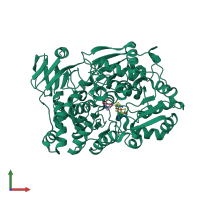 Monomeric assembly 2 of PDB entry 7cnq coloured by chemically distinct molecules, front view.