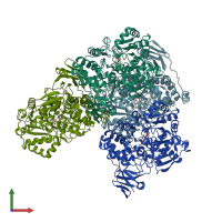 PDB entry 7cnq coloured by chain, front view.