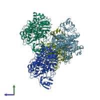 PDB entry 7cnq coloured by chain, side view.