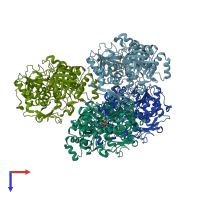 PDB entry 7cnq coloured by chain, top view.