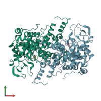 PDB entry 7cp1 coloured by chain, front view.