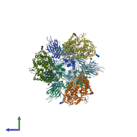 PDB entry 7ct5 coloured by chain, side view.