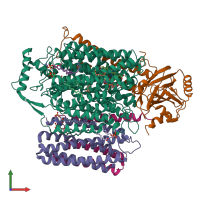 PDB entry 7cub coloured by chain, front view.