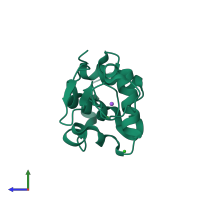 Monomeric assembly 1 of PDB entry 7cvl coloured by chemically distinct molecules, side view.