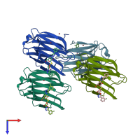 PDB entry 7cxd coloured by chain, top view.