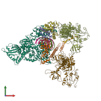 PDB entry 7cxm coloured by chain, front view.