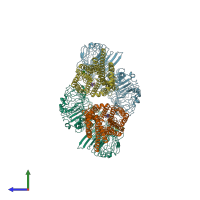 PDB entry 7cyn coloured by chain, side view.