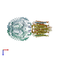PDB entry 7cyn coloured by chain, top view.