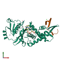 PDB entry 7d0p coloured by chain, front view.