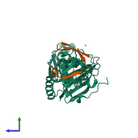 PDB entry 7d0p coloured by chain, side view.