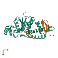 PDB entry 7d0p coloured by chain, top view.
