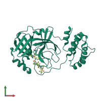 PDB entry 7d1o coloured by chain, front view.