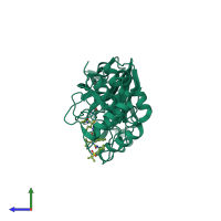 PDB entry 7d1o coloured by chain, side view.