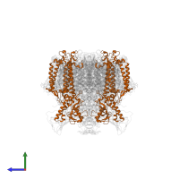 Photosystem II CP47 reaction center protein in PDB entry 7d1u, assembly 1, side view.