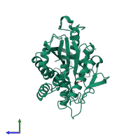 PDB entry 7d2i coloured by chain, side view.