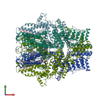 PDB entry 7d4q coloured by chain, front view.