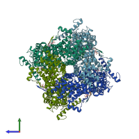 PDB entry 7d4q coloured by chain, side view.