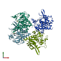 PDB entry 7d53 coloured by chain, front view.