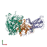 PDB entry 7d6v coloured by chain, front view.