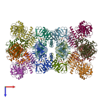 PDB entry 7d74 coloured by chain, top view.