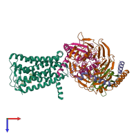 PDB entry 7d7m coloured by chain, top view.