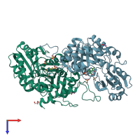 PDB entry 7d7o coloured by chain, top view.