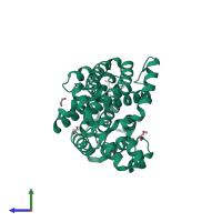 PDB entry 7d7p coloured by chain, side view.