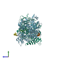 PDB entry 7d9o coloured by chain, side view.