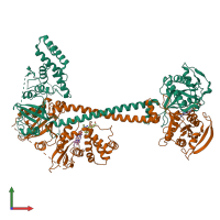 PDB entry 7d9s coloured by chain, front view.