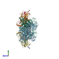 PDB entry 7ddk coloured by chain, side view.