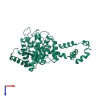 PDB entry 7dfk coloured by chain, top view.