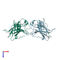 PDB entry 7dhz coloured by chain, top view.